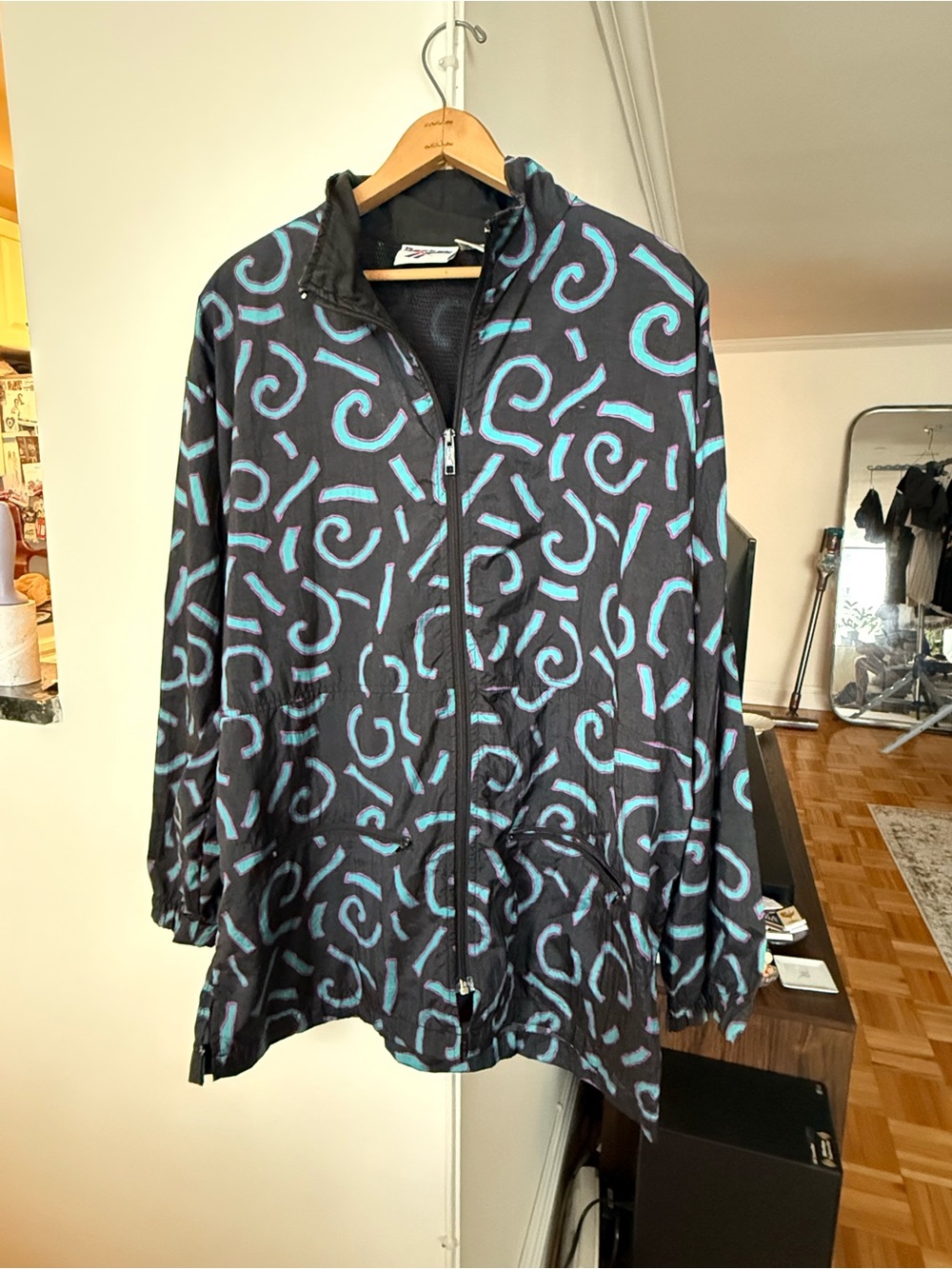 Vintage 90s Reebok All Over Print Windbreaker Jacket Lightweight Retro - Large
